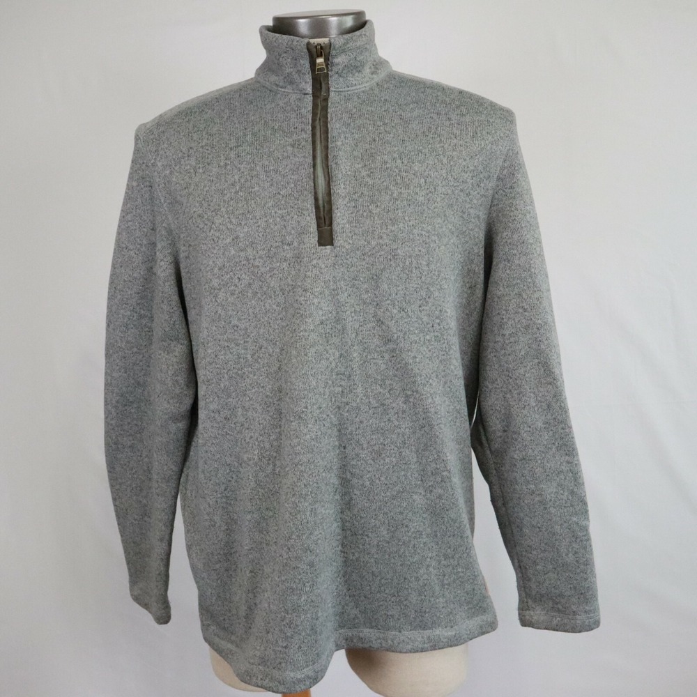 GH Bass Sweater Mens XL 1/4 Zip Pullover Knit Mock Neck Casual Gray Long Sleeve